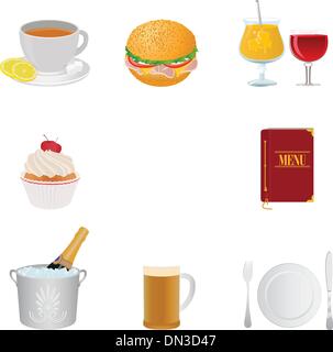 Ristorante le icone Illustrazione Vettoriale