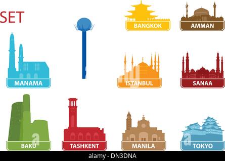 Capitali dell Asia Illustrazione Vettoriale