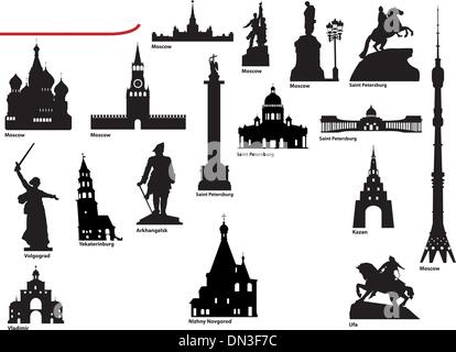 Simboli della città russe Illustrazione Vettoriale