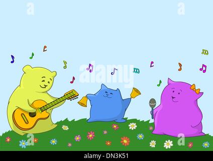 Cartoon toy animali musicisti Illustrazione Vettoriale
