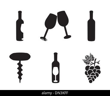 Icone del vino Illustrazione Vettoriale