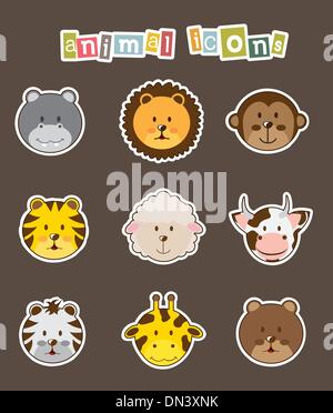 Icone animali Illustrazione Vettoriale