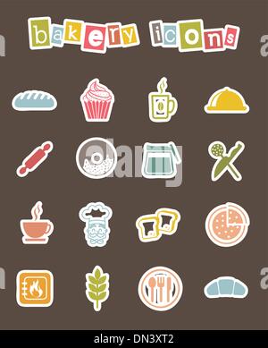 Icone di panetteria Illustrazione Vettoriale