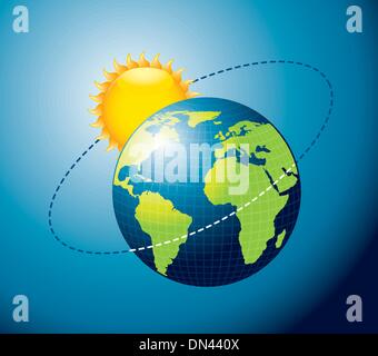 Movimento della terra intorno al Sole Illustrazione Vettoriale
