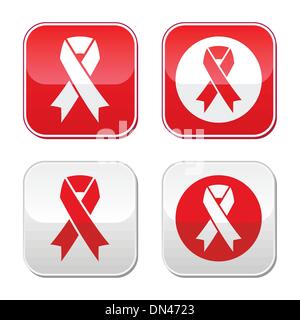 Nastro rosso - AIDS, HIV, malattia cardiaca, corsa awereness segno Illustrazione Vettoriale