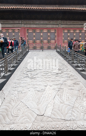 Grande scultura in pietra nella città proibita a Pechino, Cina Foto Stock