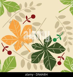 Vector seamless pattern con foglie di castagno Illustrazione Vettoriale