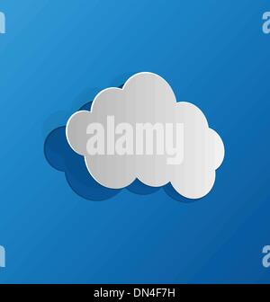 Tagliare il cloud, carta blu Illustrazione Vettoriale