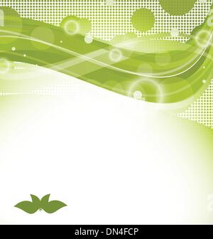 Natura ondulata sfondo con foglie verdi Illustrazione Vettoriale