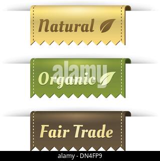 Eleganti Etichette Tag per naturali, organico e il commercio equo e solidale Illustrazione Vettoriale