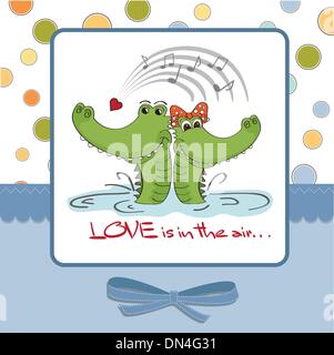 Coccodrilli in amore.Il giorno di San Valentino card Illustrazione Vettoriale