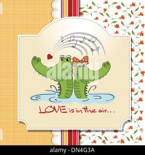 Coccodrilli in amore.Il giorno di San Valentino card Illustrazione Vettoriale