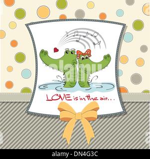 Coccodrilli in amore.Il giorno di San Valentino card Illustrazione Vettoriale