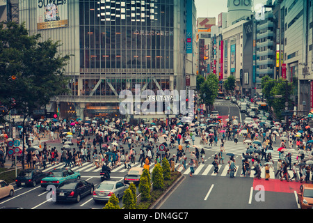 Incrocio di Shibuya di Tokyo, Giappone Foto Stock