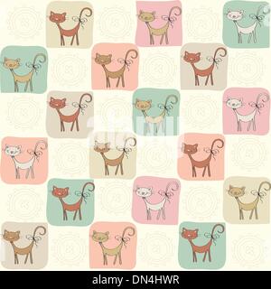 Infantile pattern senza soluzione di continuità con i gatti Illustrazione Vettoriale