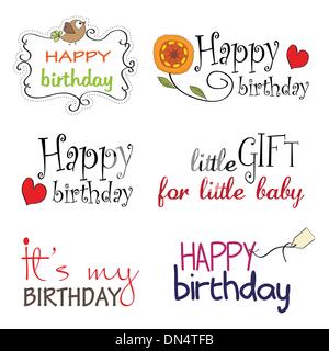 Buon compleanno Lettering vettore di serie Illustrazione Vettoriale