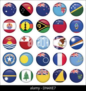 Set di Australia e Oceania Round bandiera icone Illustrazione Vettoriale