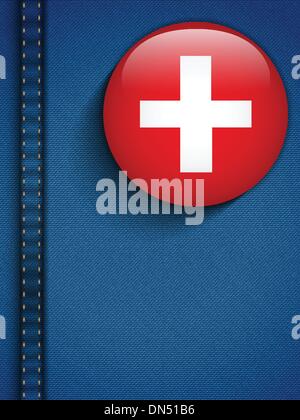 Bandiera della Svizzera pulsante nella tasca dei jeans Illustrazione Vettoriale
