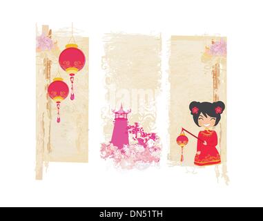 Anno Nuovo Cinese schede e raccolta di banner Illustrazione Vettoriale