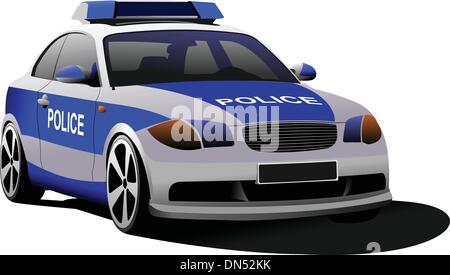 Auto della Polizia. Mezzi di trasporto urbani. Colorata illustrazione vettoriale. Illustrazione Vettoriale