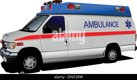 Moderne ambulanze van su bianco. Colorata illustrazione vettoriale Illustrazione Vettoriale