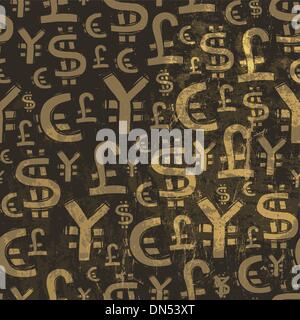 Valuta Seamless pattern su grunge texture. Vettore Illustrazione Vettoriale