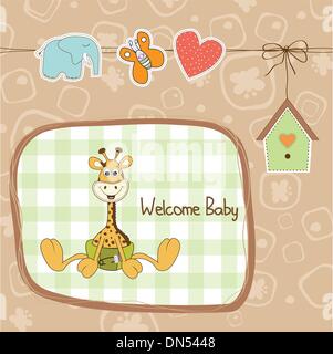 Baby doccia scheda con baby giraffe Illustrazione Vettoriale