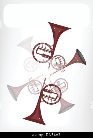 Un Musical Mellophone diritta con un Banner bianco Illustrazione Vettoriale