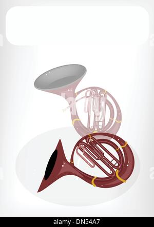 Un Sousaphone musicale con un Banner bianco Illustrazione Vettoriale