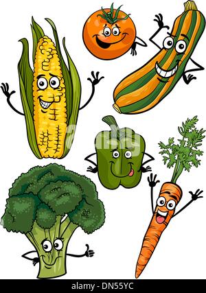 Verdure cartoon illustrazione impostato Illustrazione Vettoriale