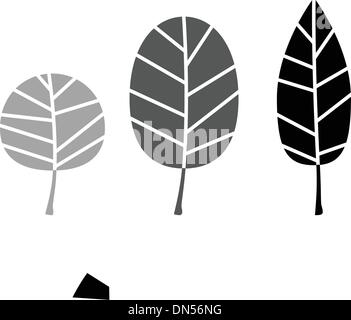 Nero silhouette lascia impostare isolato su bianco. Vettore Illustrazione Vettoriale