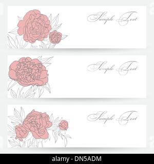 Set di Banner orizzontale con fiori Illustrazione Vettoriale