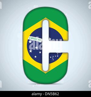 Bandiera Brasile brasiliano lettere alfabeto parole Illustrazione Vettoriale
