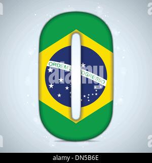 Bandiera Brasile brasiliano lettere alfabeto parole Illustrazione Vettoriale