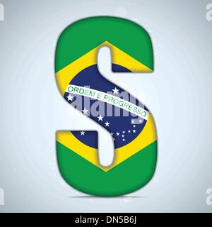 Bandiera Brasile brasiliano lettere alfabeto parole Illustrazione Vettoriale