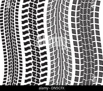 Set di vettore di dettagliate stampe dei pneumatici Illustrazione Vettoriale