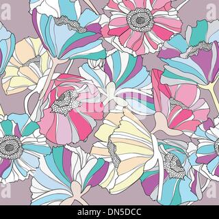 Modello senza cuciture con fiori. Colorato sfondo floreale. Illustrazione Vettoriale