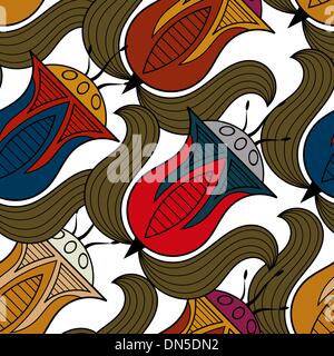 Seamless pattern con un fiore in stile egiziano Illustrazione Vettoriale