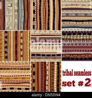 Serie di modelli senza giunture in stile etnico Illustrazione Vettoriale