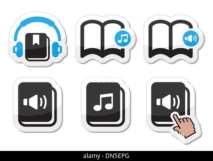 Audiolibro vettore set di icone Illustrazione Vettoriale