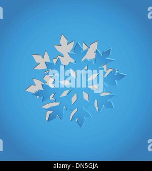 Tagliare il Natale il simbolo del fiocco di neve, carta blu Illustrazione Vettoriale