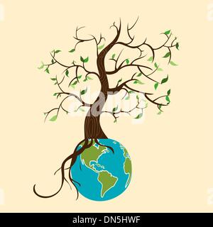 Go Green Tree mondo Illustrazione Vettoriale