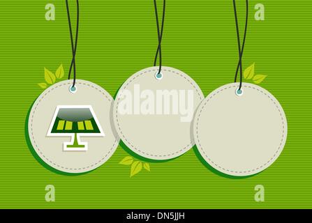 Appendere energia verde set di icone di badge Illustrazione Vettoriale