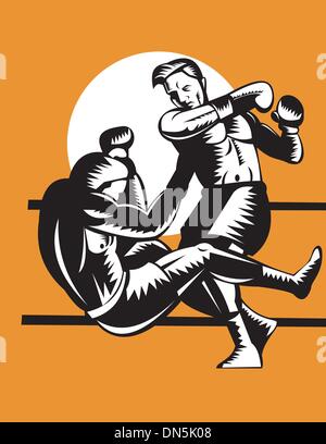 Collegamento boxer knockout punch Illustrazione Vettoriale
