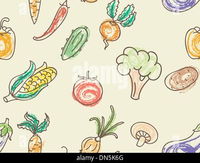 Doodle verdure di colore modello senza giunture Illustrazione Vettoriale
