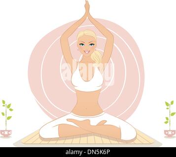 Bella donna facendo esercizi yoga Illustrazione Vettoriale