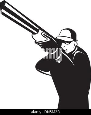 Hunter di puntamento fucile shotgun Illustrazione Vettoriale