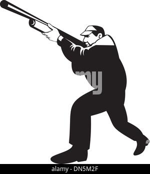 Hunter di puntamento fucile shotgun Illustrazione Vettoriale