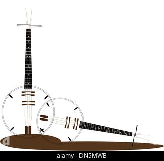 Un Musical Dan Nguyet scuro su sfondo marrone Illustrazione Vettoriale