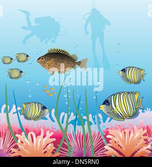 Pesci di vettore e subacquei Illustrazione Vettoriale